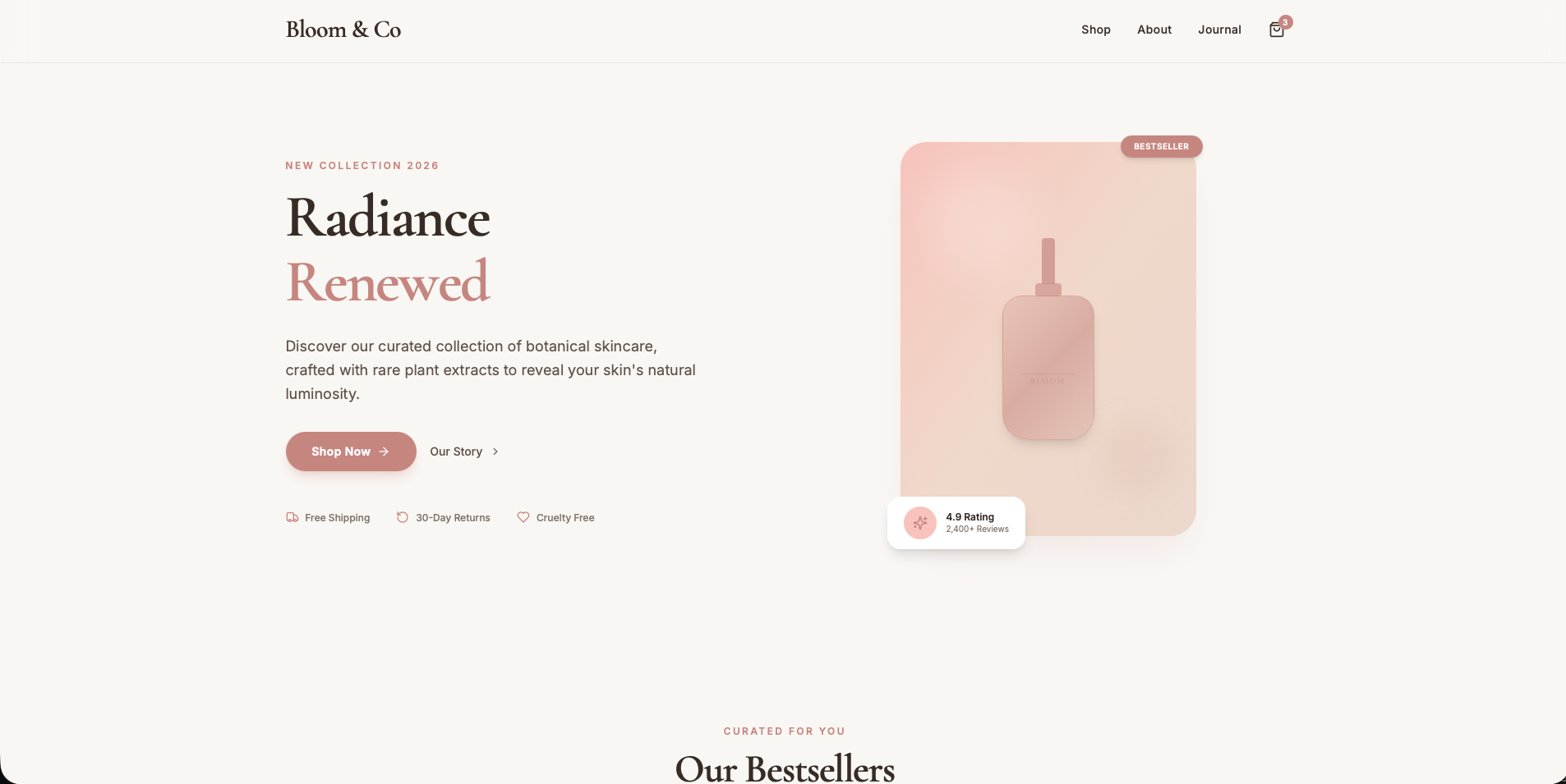 Bloom & Co e-commerce storefront
