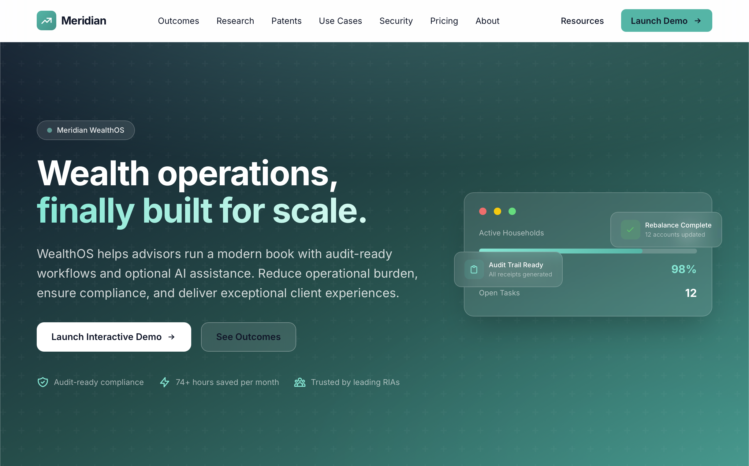 Meridian WealthOS dashboard